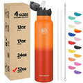 Han's Bottle Sports Water Bottle - 32 Oz, Straw Lid, Leak Proof, Vacuum Insulated Stainless Steel, Double Walled, Thermo Mug,Fire - color: Fire, size: 32 Ounces