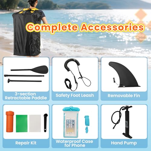 KOTEK 10FT/11FT Inflatable Paddle Board, SUP Paddleboard with Hand Pump, Safety Leash, Repair Kit, Carry Bag, Non-Slip EVA Deck, Stand Up Paddle Board for Youth & Adults - size: 11 FT, style: Reflex Blue