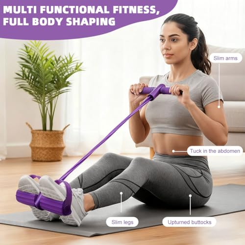 21 Fitness Resistance Bands-6 Tube Pedal Ankle Puller, Multifunction Tension Rope, Pedal Resistance Band with Handle Sit Up Exercise Equipment Home Gym Tummy Trainer for Men Women - size: 6 Tube
