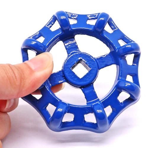 2 Pack Outdoor Faucet Handle Replacement, 8mm x 8mm Square Stem Hole Water Spigot Handle Replacement, Cast Iron Round Wheel Outside Faucet Handles with Screws Spacer (Blue) - color: Blue, size: 8mm x 8mm (2pcs)