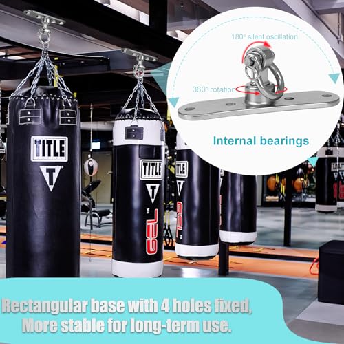 Heavy Bag Hanger,Stainless Wall Ceiling Mount Hook 180°/360° Rotation Wood Beam Holder Body Weight Strength Training Systems, Aerial Yoga Swing & Hammock - size: 4-holes with 180° + 360° rotation