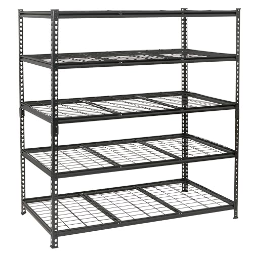5-Tier Heavy Duty Metal Shelving Unit Adjustable Storage Rack, Boltless Assembly, 4000 lbs Total Capacity, Black, for Garage, Basement, Warehouse, Workshop (Black, 48" W x 24" D x72 H) - size: 48"W x 24"D x72"H