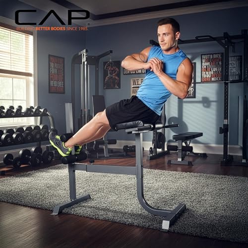 Cap Strength Roman Chair – Adjustable Back Extension Bench for Core & Glute Workouts, Heavy-Duty 300 LB Capacity - Black and Gray Options - color: Gray