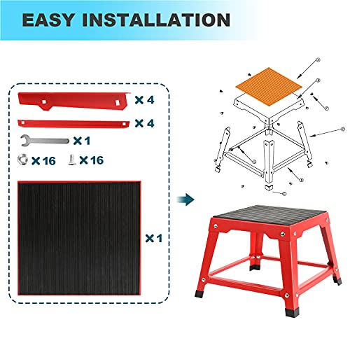 12 Inch Plyometric Platform Box Red Step Up Box Exercise Jump Box Gym Step Up Platform Fitness Jump Box Step Stool Exercise Jumping Box Step Stool Workout Exercise Fit Training