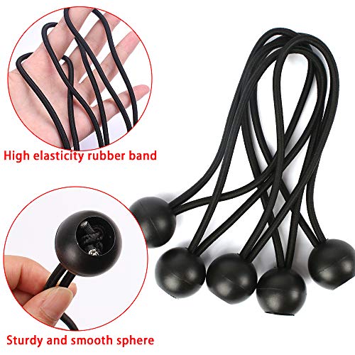 AOPRIE 30 Pack Bungee Balls 9Inches Black Ball Bungee Heavy Duty Heavyweight Tarp Bungee Cords, Weather Resistant Tie Down Strap 4mm Thickness - for Camping, Tents, Cargo, Holding Wire and Hoses - size: 9 In Balls