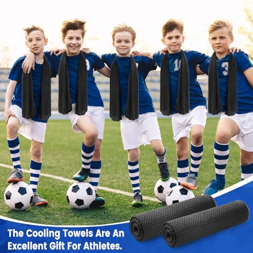 Hosuly 100 Pack Cooling Towels, 40"x12" Cooling Towels for Neck and Face Breathable Soft Chilly Sweat Rag Microfiber Sport Rags for Gym Yoga Golf Running - color: Black