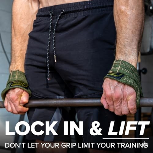 SERIOUS STEEL FITNESS Red Figure 8 Lifting Straps | Deadlift & Strongman Axle Straps - 3 Sizes - color: OD Green, size: (70 CM - 7.25" Wrist or More)