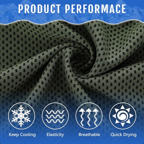 Hosuly 30 Pack Cooling Towels, 40"x12" Ice Breathable Soft Chilly Sweat Rag Microfiber Workout Rags for Gym Cooling Towels for Neck and Face for Yoga Golf Sport Running - color: Army Green