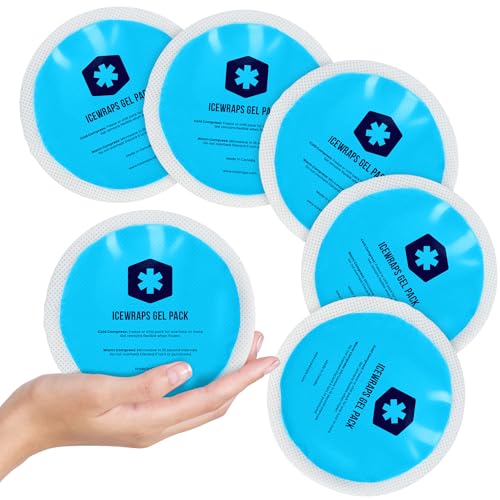 ICEWRAPS 4 inches Round Reusable Ice Packs with Cloth Backing, 5-Pack Blue | Easy to Use Hot and Cold Gel Pack, Flexible Cold Packs, Leak-Resistant, Sensitive Skin Safe, Made in Canada, FSA-HSA Eligible - style: Blue- with Cloth Backing