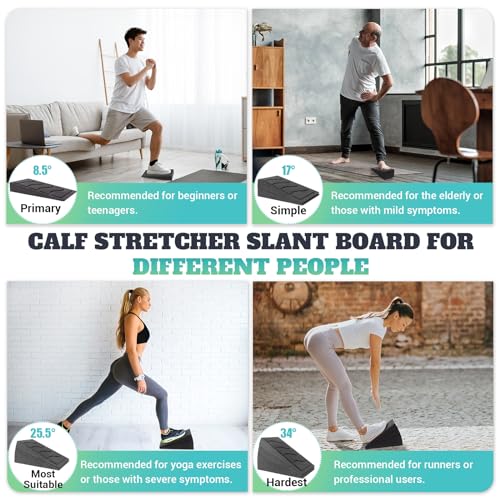 Slant Board for Calf Stretching, 5 Adjustable Angles Incline Board for Squat Wedge, 480 lbs Weight Capacity Calf Stretch Yoga Foam Wedge for Exercise, Squat, Ankle Mobility & Physical Therapy - color: Classic&Black