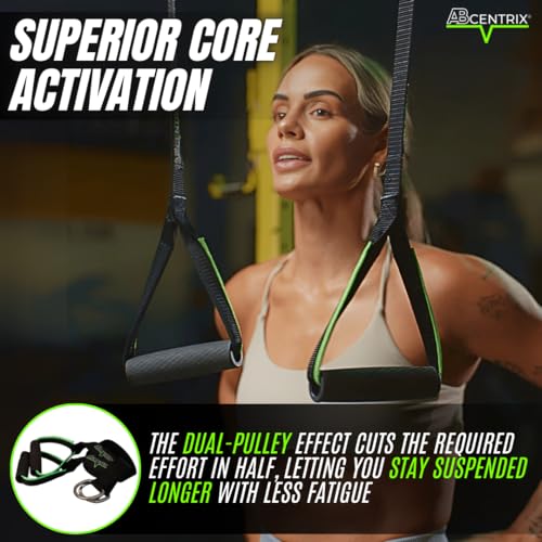 AbSling 2.0 – Premium Hanging Suspension Trainer for Core & Upper Body Strength Training | Heavy-Duty Gym-Grade Ab Slings for Hanging Leg Raises, Abdominal Workouts & Six-Pack Sculpting | Cutting-Edge Two-Pulley Training System Makes Strengthening Easier