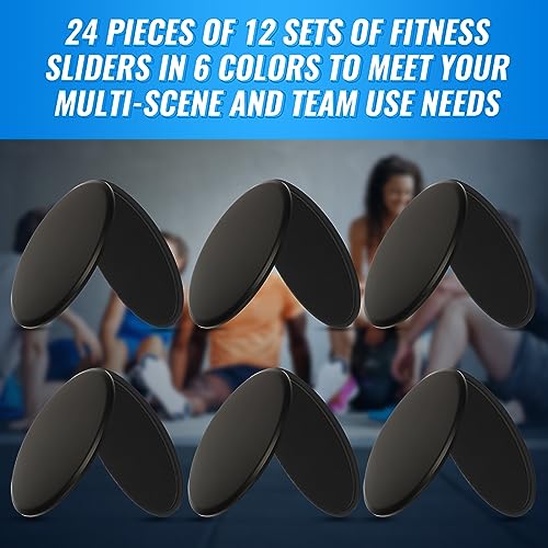 Wettarn 24 Pcs Core Sliders for Working Out Abdominal Exercise Gliding Discs Dual Sided Workout Disc Fitness Sliders Exercise Gear for Gym Floors Training Abdominal Core Strength - color: Black