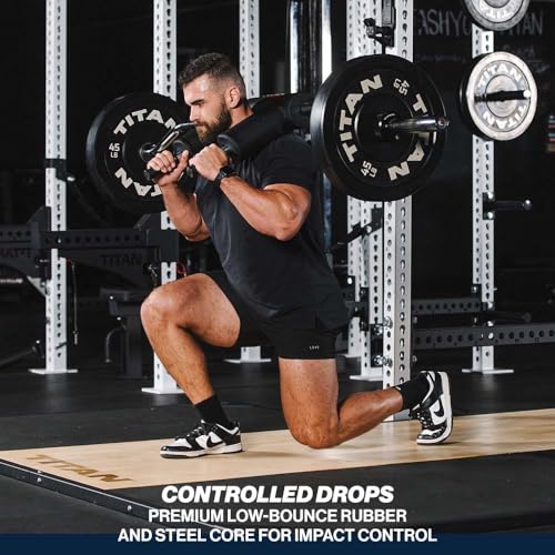 Titan Fitness Economy Series Black Olympic Bumper Plates, Durable Rubber Exterior with Steel Core, Weightlifting and Strength Training Weight Plate - size: 230 LB Set