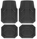 PIC AUTO Heavy Duty Rubber Floor Mats, Black Aluminum Film Car Mats Set, Front and Rear Car Mats with Anti-Slip Backing, All Weather Protection, Trim-to-Fit for Automotive SUV, Sedan, Van - color: Black