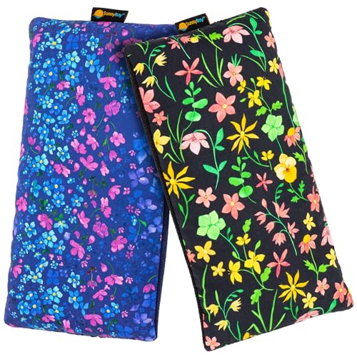 SunnyBay Small Microwave Heating Pad, Microwavable Versatile Cold/Heated Neck and Shoulder Wrap for Back Pain and More, Moist Heat Cotton-Fleece Pad, 6x11 Inches, Lilac and Green Flowers, Pack of 2 - color: Pack of 2 - Lilac and Green Flowers
