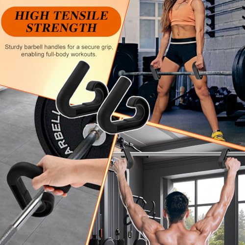 2pcs Neutral Grip Handles for Pull Up with 2pcs Wrist Guards Portable Hooks for Barbell Row Deadlift Resistant Bands Ergonomic Workout Handle