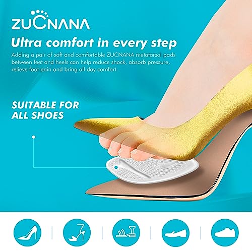 ZUCNANA Ball of Foot Cushions (2 Pairs Gel Shoe Inserts), Heel Inserts for Women, Non Slip Heel Pads, Heel Cushions for Women Foot Pain Relief and Comfort, One Size Fits Any (Clear) - color: Clear