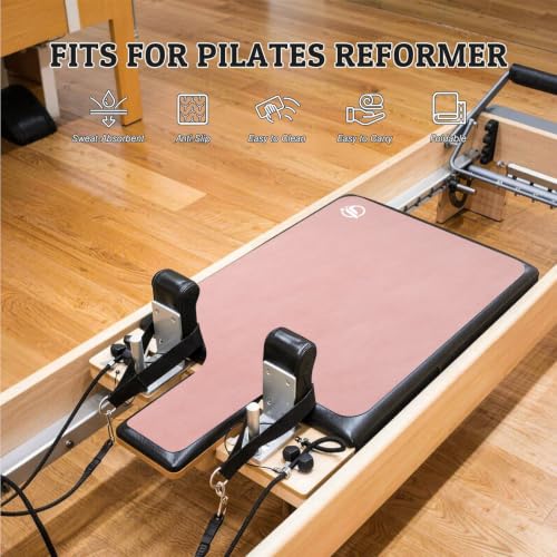 Non-Slip Pilates Reformer Mat, 1.2 mm Thick, 39 x 24 inch | Foldable Lightweight Pilates Reformer Machine Exerxise Mat Towel Cover for Gym Fitness - color: Pink