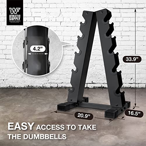 WF Athletic Supply Rubber Encased Hex Dumbbells with Rubber Grip Contoured Handle for Muscle Toning, Strength Building & Full Body Workout - color: s. 200LB Dumbbell Set w/ 5-Tier Rack