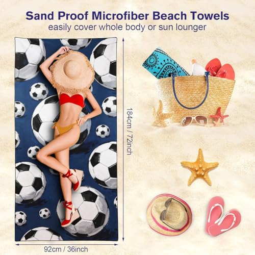 World Cup Themed Soccer Beach Towel, 36"x72" Sand Free Quick Dry Microfiber Towel Gifts for Match Day Lovers - color: Sport-4