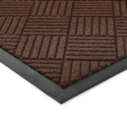 100pointONE Front Door Mat, Heavy Duty Indoor Outdoor Doormat, 72" x 24" Low Profile Outdoor Mats for Home Entrance, Stain and Fade Resistant Welcome Mat Ideal for High Traffic Area, Diamond Brown - color: Brown Diamond, size: 2' x 6' (Rectangular)