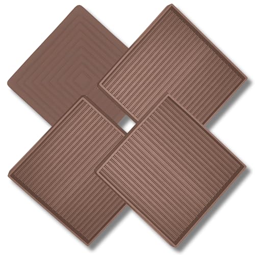 xxxHOLIC Rubber Non Slip Furniture Pads, 4" x 4" Brown Square, Set of 4 | Furniture Cups for Hardwood Floors, Rubber Furniture Grippers, Anti Slide Bed Frame & Couch Stoppers - color: Brown, size: 4"*4"Square