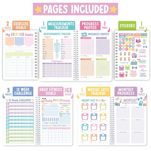 Hadley Designs Fitness Journal for Women - Workout Journal for Women, Fitness Planner for Woman, Workout Log Book, Undated Gym Journals & Exercise Journals, Gym and Health Notebook, Birthday Gifts - color: Chalk Pastel