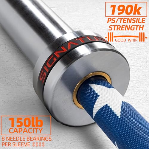 Fitvids Olympic Cerakote Barbell for Home & Commercial Gyms, 190K PSI Tensile Strength Rated for up to 1500LB Capacity - color: Flag