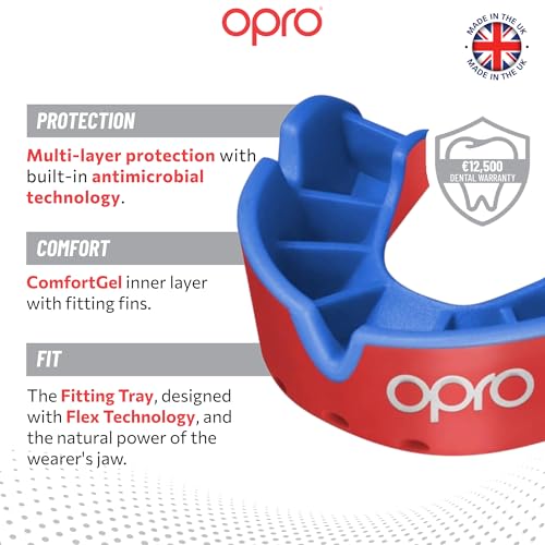 Opro Silver Self-Fit Mouthguard - color: Red/Dark Blue, size: Youth (Under 10)