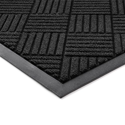 100pointONE Front Door Mat, Heavy Duty Indoor Outdoor Doormat, 72" x 36" Low Profile Outdoor Mats for Home Entrance, Stain and Fade Resistant Welcome Mat Ideal for High Traffic Area, Diamond Black - color: Black Diamond, size: 3' x 6' (Rectangular)