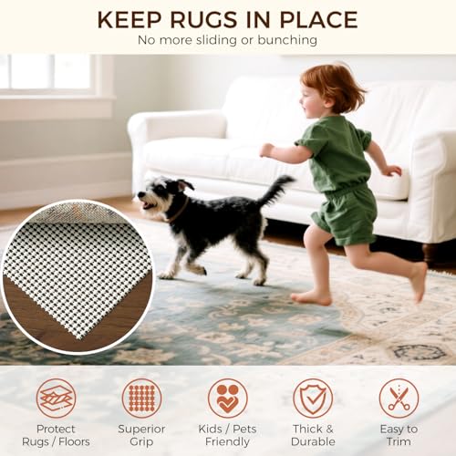 BAGAIL BASICS 2 x 3 FT Rug Pad Gripper for Hardwood Floors, Non Slip Rug Pads for Area Rugs, Extra Thick Under Rug Padding, Protect Your Rugs & Floors - size: 2' x 3' (Rectangular)