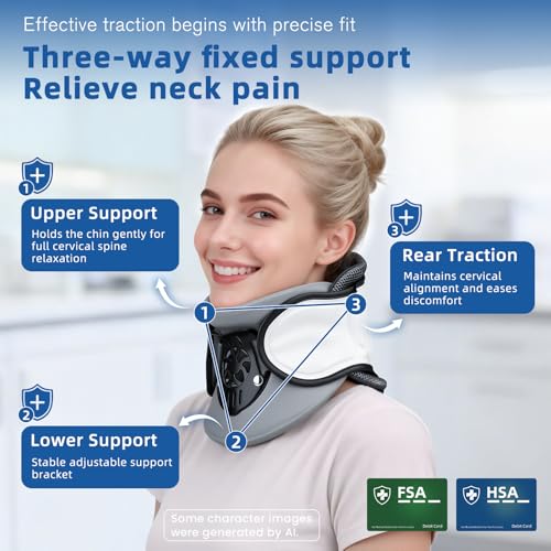 Neck Traction Device - Adjustable Inflatable Neck Stretcher,Lightweight Neck Support Brace for Cervical Spine Decompression,Pain Relief Neck Decompression Tension Relief