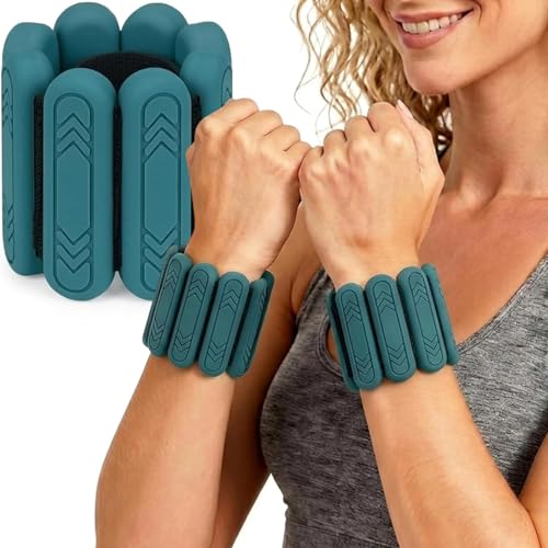 Wrist & Ankle Weights for Women Men, 1lb/2lb/4lb Set of 2 - Adjustable Wearable Weighted Bands, Waterproof Silicone Arm & Leg Weights for Pilates, Yoga, Walking, Dance, Home Workout & Gym - color: Dark Green, size: 0.5lb each weight (1lbs Pair)