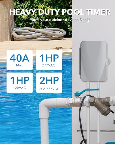 BN-LINK Pool Pump Timer, Outdoor Mechanical Timer Box, Heavy Duty 24 Hour Programmable, 2HP 40A Max, 120, 240, 277 VAC, for Pool Pump, Water Heater, Fans, SPA, ETL Listed - style: Mechanical