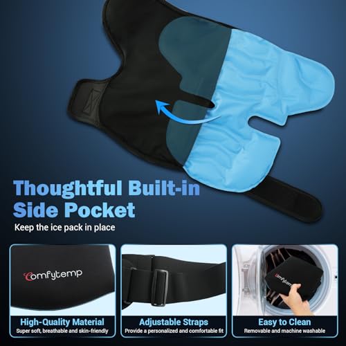 Comfytemp Shoulder Ice Pack Wrap Shoulder Brace, Gel Cold Compression Sleeve for Injuries Reusable Arm Rotator Cuff Pain Relief, Therapy Recovery Items for Men Women, 2 Gel Ice Packs - color: Black - 2 Gel Pack + 1 Brace