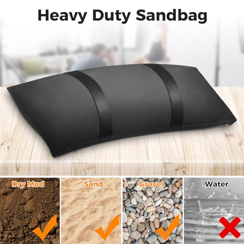 200 LBS Umbrella Base Weights Sandbags, 4 Packs Sand Bags for Weight, Weatherproof Fillable Heavy Duty Weight Sandbag for Outdoor Furniture Backyard Umbrella Garden Trampoline Poolside Accessories - color: Black
