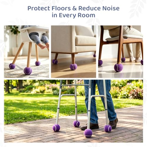 ANCKNE Walker Tennis Balls Precut Tennis Balls for Walkers 4PCS Walkers Legs Universal Precut Glide Balls, Heavy Duty Long Lasting Felt Pad Glide Coverings for Furniture Legs and Floor Protection - color: Purple