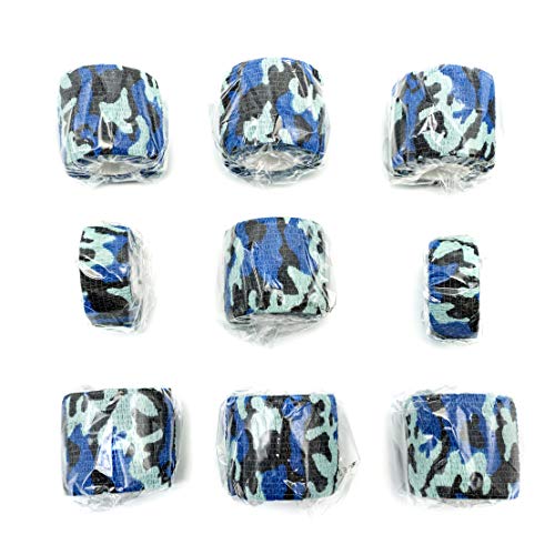 FRESINIDER 9 Rolls Self Adhesive Wrap Athletic Tape Gauze, Breathable Elastic Cohesive Bandage for Sports Injury & Pet (7 Pcs 2" x 5 Yards + 2 Pcs 1" X 5 Yards) (Sea Camo) - color: Sea Camo
