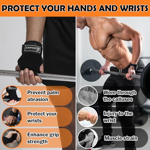 Weight Lifting Wrist Strap, Double Layer Leather Lifting Grips Adjustable Weightlifting Straps for Working Out Pull Up Deadlifting Shrugs (Pair)