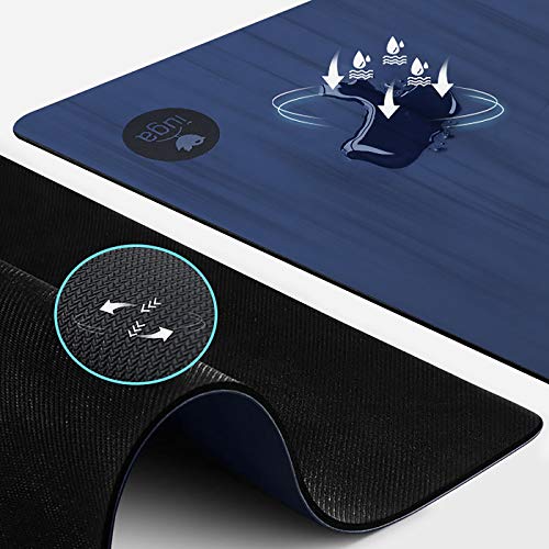 IUGA Pro Yoga Mat Non Slip Pilates Mat Anti-tear Eco Friendly Hot Yoga Mat with SGS Certified Material Free Carrying Strap Included - color: Dark Blue-N