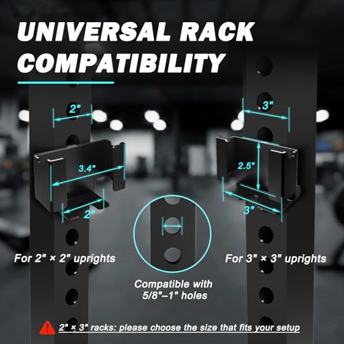 J Bryant Rack Mounted Phone Holder for 2x2 / 3x3 Power Rack & Squat Rack (Sold Separately) Fixed Side Slots & Hook Mount Phone Stand Compatible with 5/8–1 inch Rack Holes