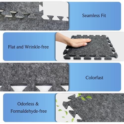 BXI Soundproof Interlocking Rug Pad 16 Pcs, 11x 11 x 0.4 inches Non Slip Rug Pads, High Density Noise Reduction Puzzle Felt Carpet Padding, Rug Mat Protects and Adds Cushion for Hardwood Floor - size: 16 Pcs