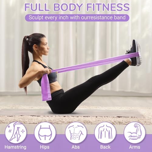 TOPZGLEEY Pilates Ring Set – 14" Anti-Deformation Magic Circle with Padded Handles, Mini Ball, 5 Resistance Bands, Guide, Pilates Equipment for Home Workout - color: PURPLE