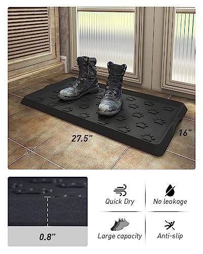 SUPENUIN Paw Pattern Boot Tray for Entryway Waterproof Rubber Mats for Dogs Multipurpose Shoe Mat Tray for Entryway Indoor Outdoor Multi Use Catch All Trays Shoe Storage 16x27.5 Inches - color: Paw, size: 16"x27.5"