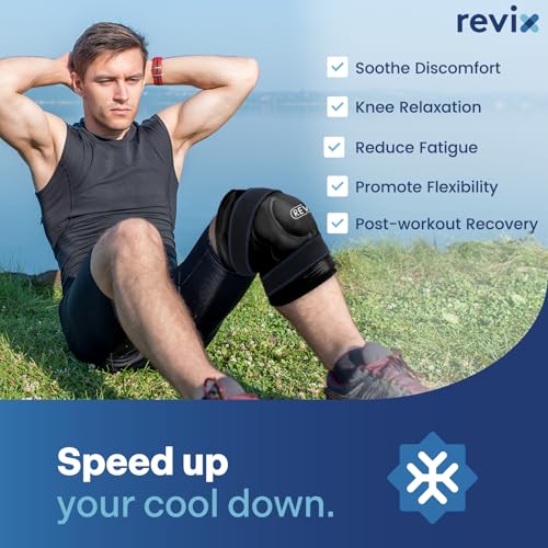 REVIX 20'' XXXL Reusable Ice Knee Wrap for Meniscus Tear and Arthritis, Extra Large Cold Therapy Gel Pack for Knee, Back, Shoulder Relaxation and Post-Workout Recovery, Soft Plush Lining Cold Pack - style: Black-1Pack