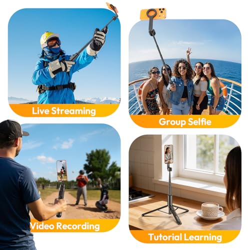 ULANZI Magnetic Phone Tripod for iPhone, SK27 67" Extendable Selfie Stick with Remote, 360° Rotatable Cell Phone Tripod Stand, Strong Magnet Holder for iPhone 17 16 15 14 13 12 Series for MagSafe
