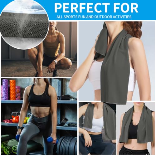 Puomue 5 Pack Cooling Towels, 40 Inches X 12 Inches, Breathable Soft Chilly Microfiber Towel for Yoga, Sport, Running, Workout, Gym, Camping and Fitness, Grey - color: Grey