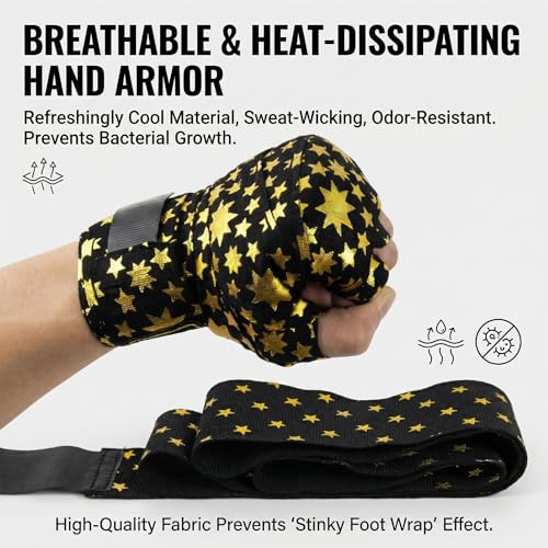 Toichi Hand Wraps for Boxing, Muay Thai, MMA –5M/197 Inches Kickboxing Hand Wraps for Men & Women, Protective Training Wrist Strips for Combat Sports, Martial Arts, Punching Bag Workout - color: Starlight