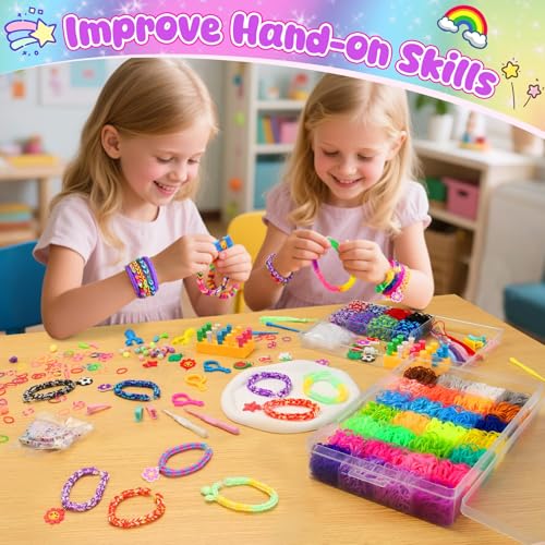UUEMB Loom Rubber Band Bracelet Kit, 10000+ Double-Layer Case, Ages 8+ | Latex-free non-toxic, deluxe mega set, double-layer storage case, rich accessories, fine motor skills, group friendly - color: 10000 Pcs
