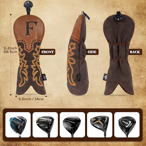 Craftsman Golf Cowboy Western Retro Brown Durable Golf Headcover Head Cover fits up to 460cc Driver for Fairway Wood Hybrids Rescue Putter Protector - style: Faiway wood head cover